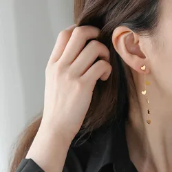 Minimalist Stainless Steel Love Heart Long Tassel Dangle Earrings for Women Girls No Fade Fashion Earwire for Gils Women Party
