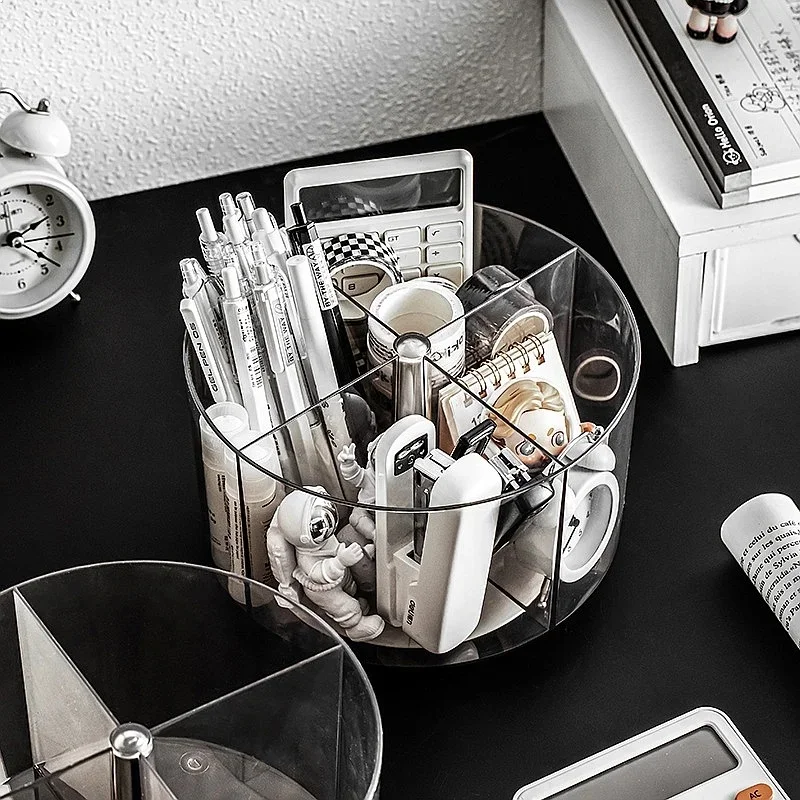 Large Capacity Rotating Acrylic Pen Holder Light Luxury Desktop Multifunctional Stationery Storage Box JJ4783