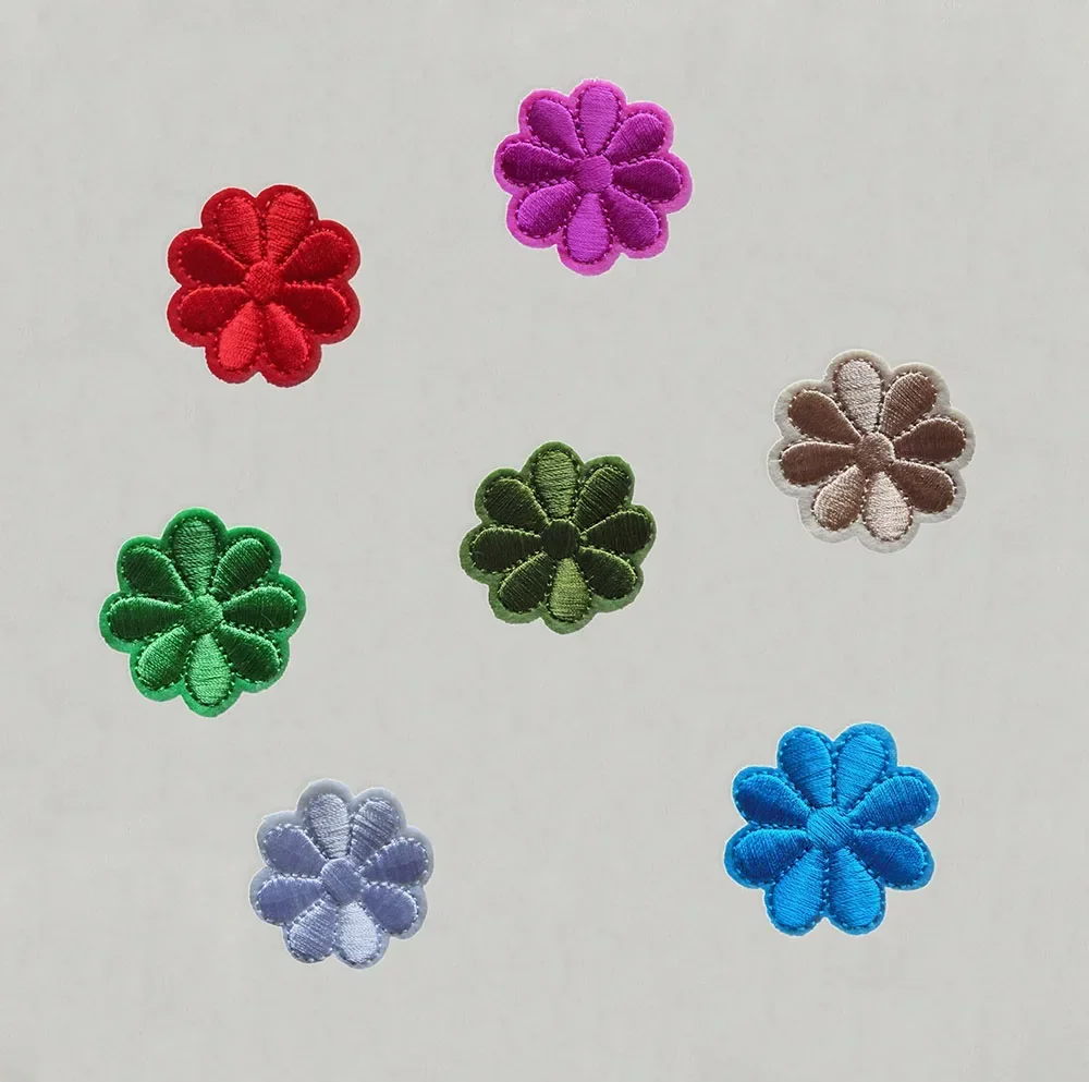 Fashion Multicoloured Flower Patch Hot melt adhesive Applique Embroidery Patches Stripes DIY Kids Clothing Accessories