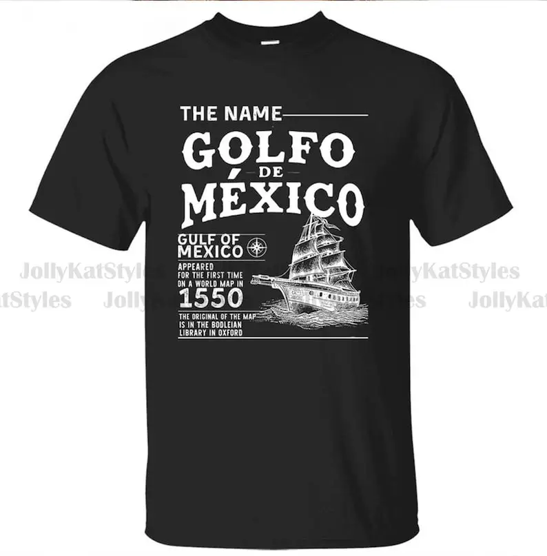 Gulf du Mexique Nom Origine 1550 T-Shirt, Golfe historique du Mexique, Golfe du Mexique, Exploration 1550, Cadeau de géographie historique