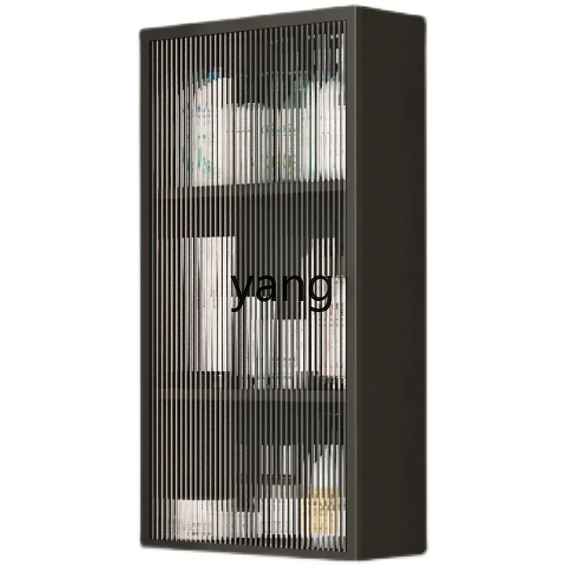 LTT bathroom glass wall hanging storage wall cabinet kitchen rack storage side cabinet