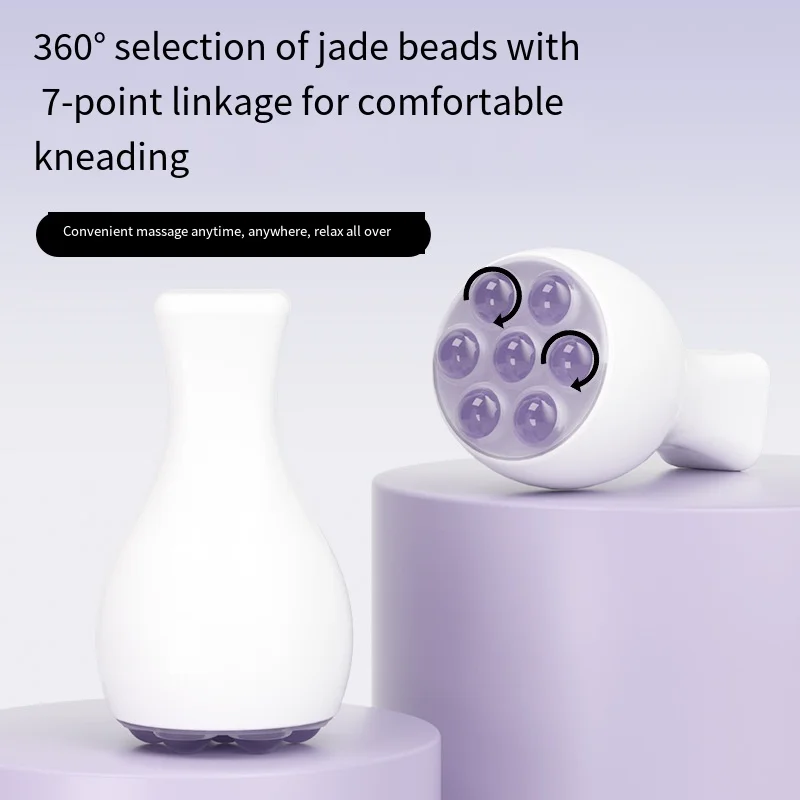 ハンドヘルドピンククリスタルボールマッサージャー翡翠ローラーフェイスローラー360度回転アイスローラーフェイシャルかっさリフト引き締めマッサージツール