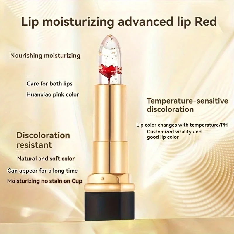 Bálsamo labial que cambia de Color con la temperatura, gelatina de cristal, brillo de flores, lápiz labial duradero, hidratante, maquillaje de labios transparente, cosmético