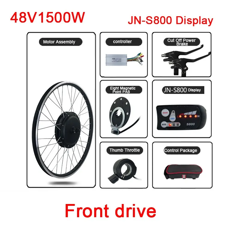 Mountain bike Conversion Kit 48V1500W Front Drive DC Motor JN 35A Controller SW900/S866/UKC1/GD01 Display e-Bike refit Accessory