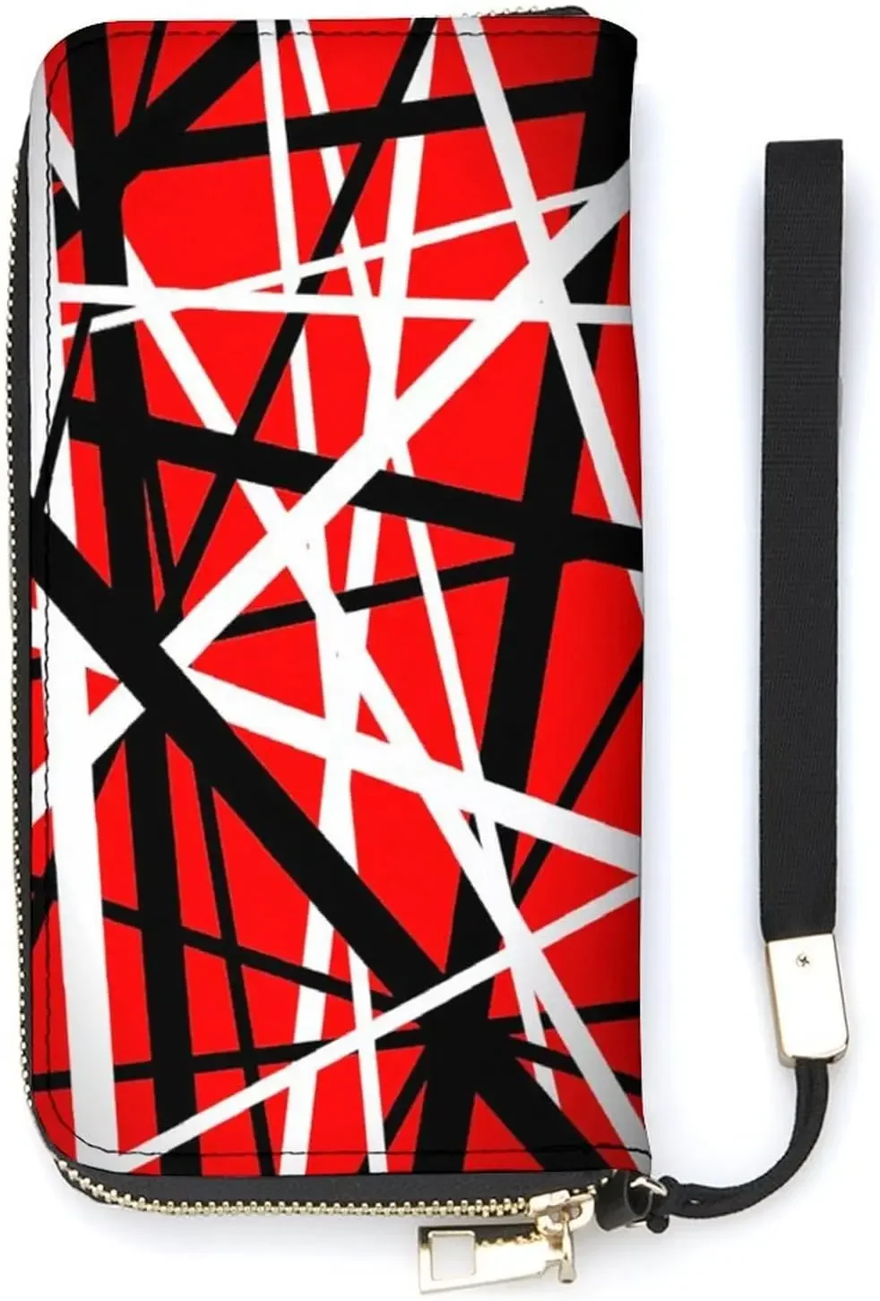 

Кошелек Van Rock Red White Black Stripes Halen, женский и мужской кожаный кошелек, вместительный кошелек с зажимом для денег, кошельки на молнии для карт