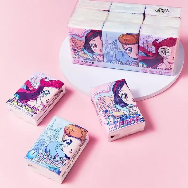 Miniso Disney Princess  Paper Napkin Cartoon Cute Girls Waterproof Breathable Disposable Hemostatic  Gift