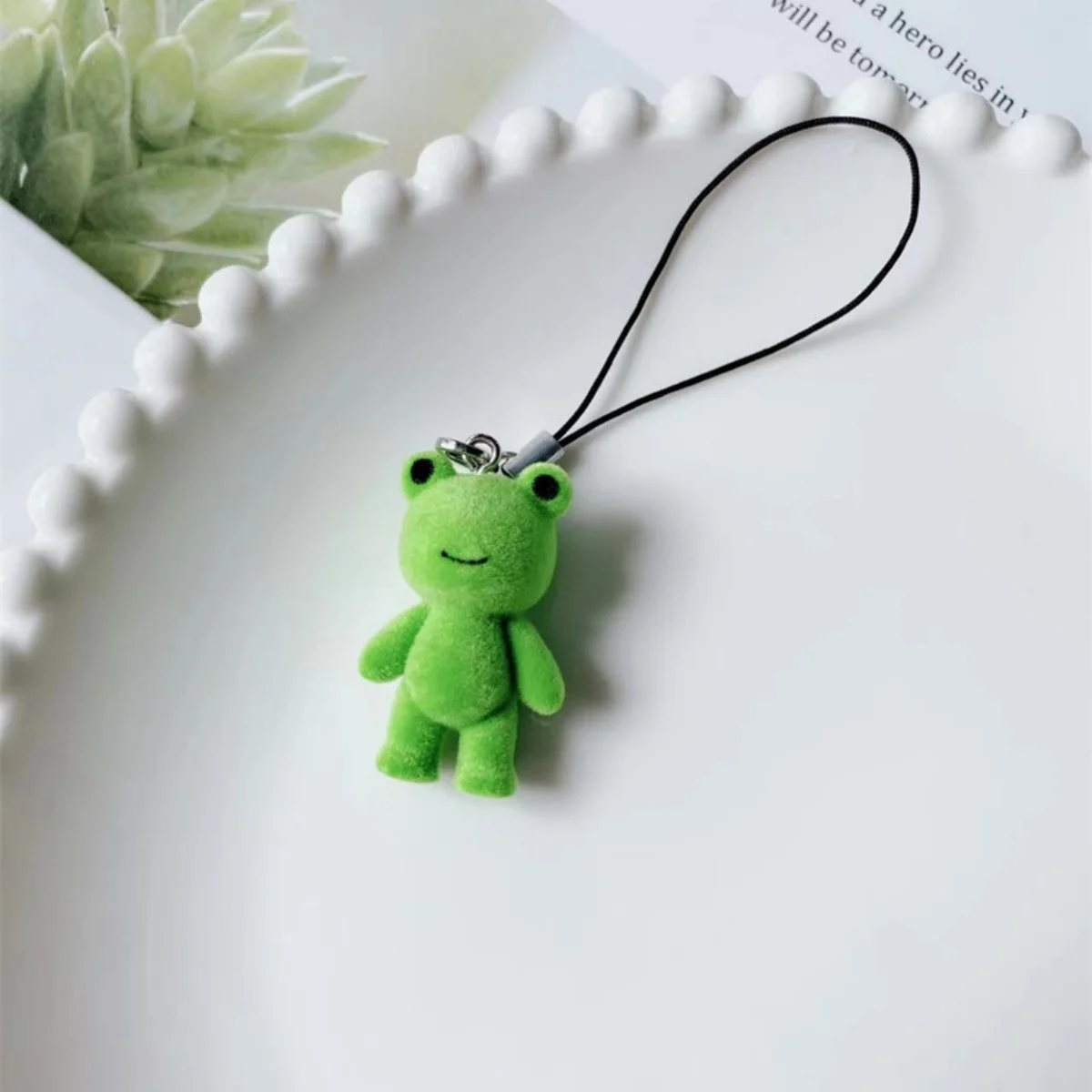 Cute Frog Keychain Flocked Little Frog Couple Mobile Phone Pendant Car Keyring Earphone Backpack Charms Bag Decoration