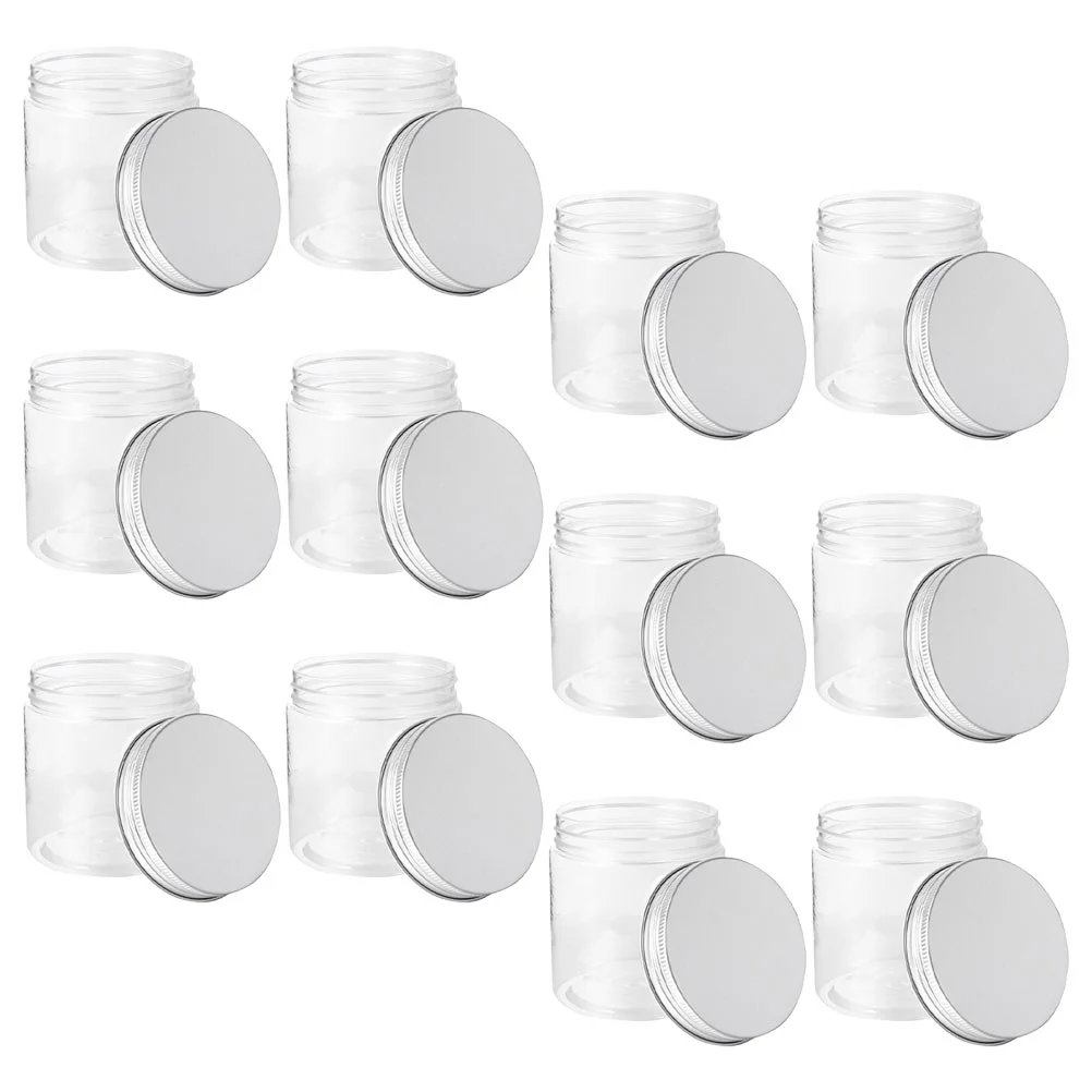 12 Pcs Aluminum Lid Mason Jars Storage Food Container Glass Bottle Household Containers Pet Plastic Holder