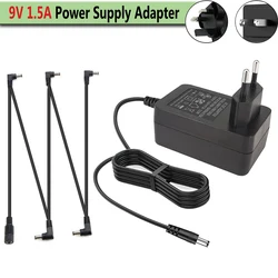 Guitar Power Cord 9V 1.5A Charger,AC to DC 9 V Adapter for Casio Piano Keyboard Boss Guitar Pedal Cable,with 5 Way Daisy Chain C
