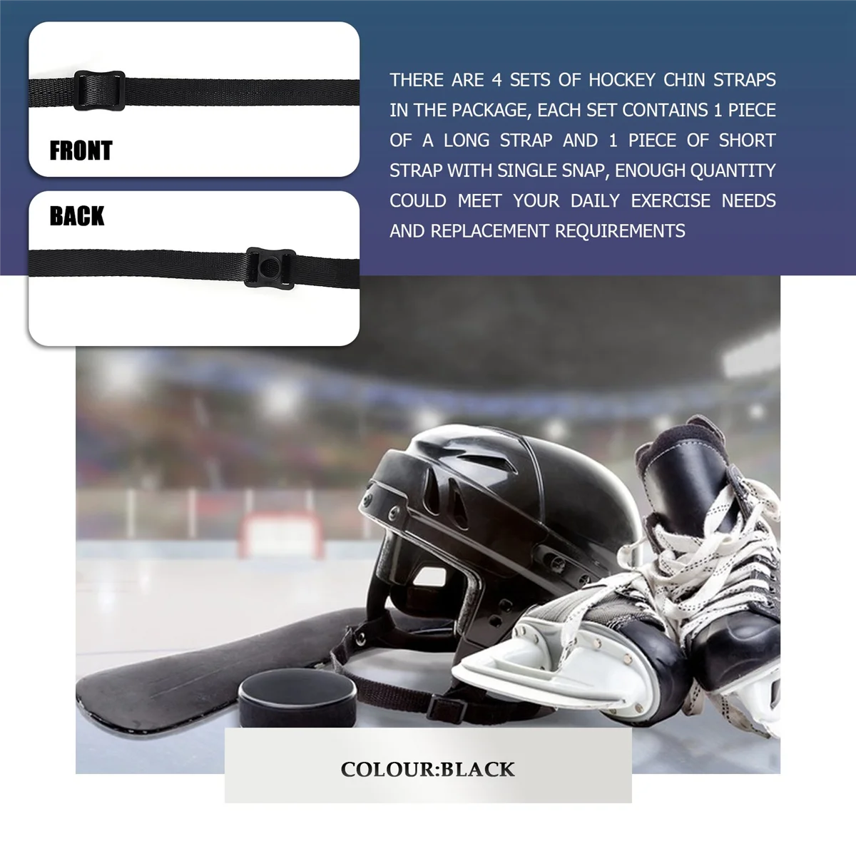 SMIEA Hockey Helmet Chin Strap Single Snap Ice Hockey Helmet Chin Strap Detachable Chin Strap Hockey Helmet Accessory