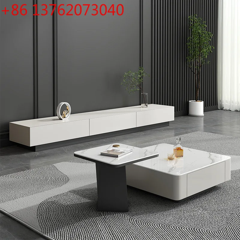 

Легкий квадратный журнальный столик из каменной плиты, шкаф для телевизора, простой современный высококачественный напольный шкаф для хранения вещей в маленькой квартире, гостиной