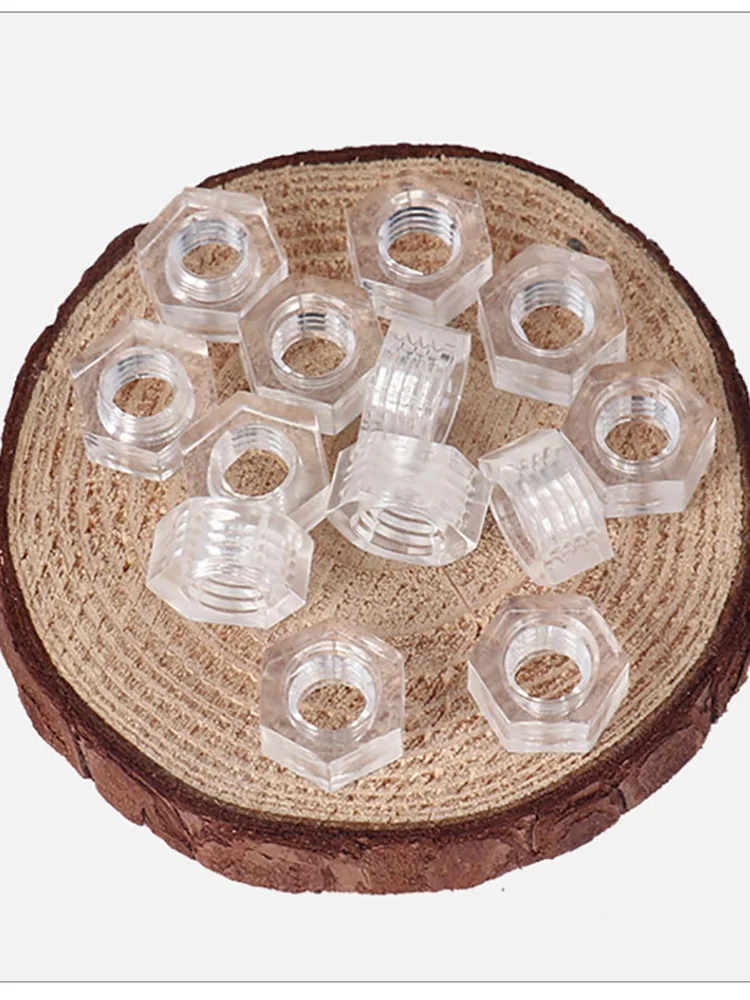 Acrylic Clear Transparent Plastic Nylon Hexagon Nuts M3 M4 M5 M6 Lighting Lamp Plactic Polycarbonate Hex Nut