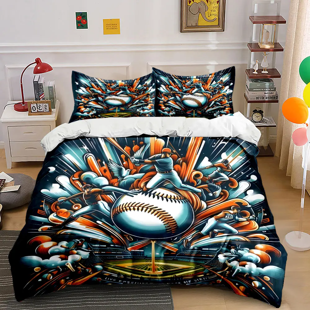 Baseball Sports Action Art Print Multiple sizes kid's and adults' bedroom Exquisite 3PC bedding set, gift