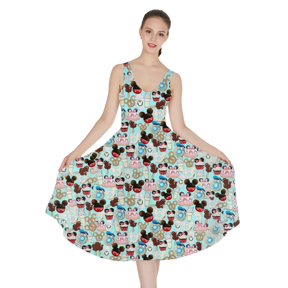 Mickey seksowna sukienka damska moda letnia bez rękawów Sundress Casual sukienka plażowa Disney sukienka ubrania imprezowe ścieg sukienka Minnie