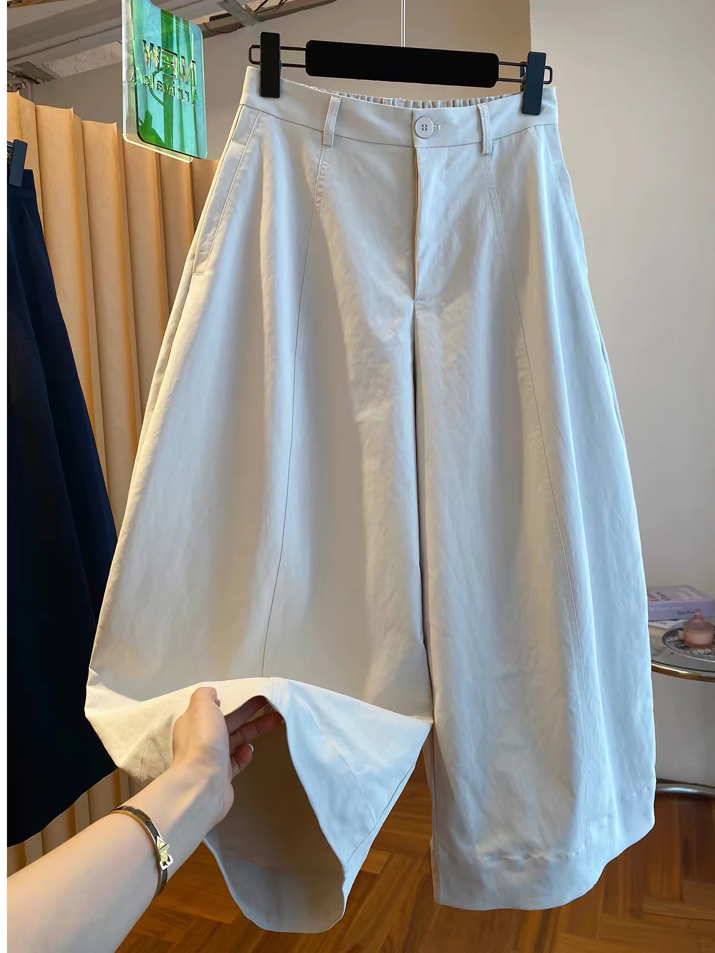 

plus Size Wide Leg Pants Casual Loose Thin Summer Women's Clothing High Waist Polyester Fiber Skin-friendly Breathable