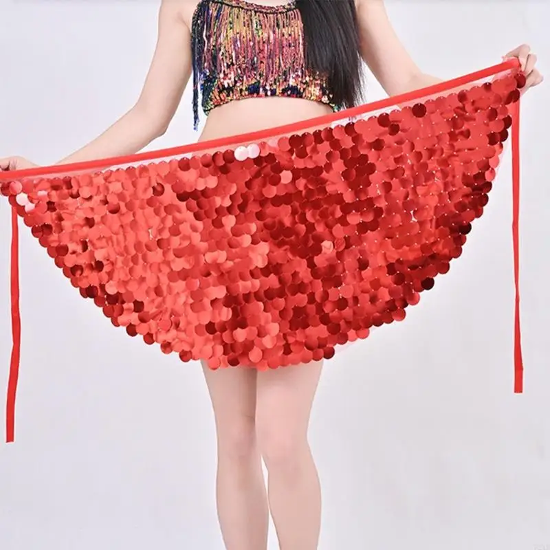 72XE Sciarpa da danza con paillettes scintillanti Accessorio professionale per allenamento danza del ventre in tessuto