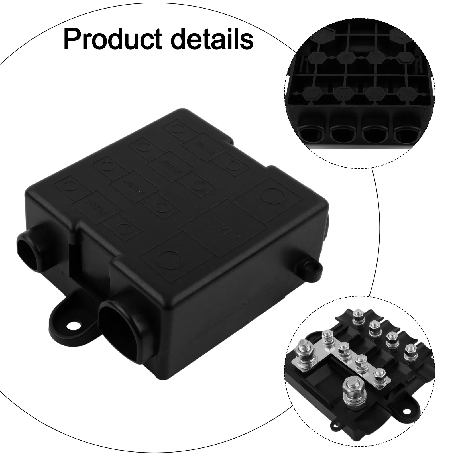Relay 12V 24V Fuse Box BLACK Heavy Duty Fuse Block High Current Rating 500A Long-lasting Design Robust Performance