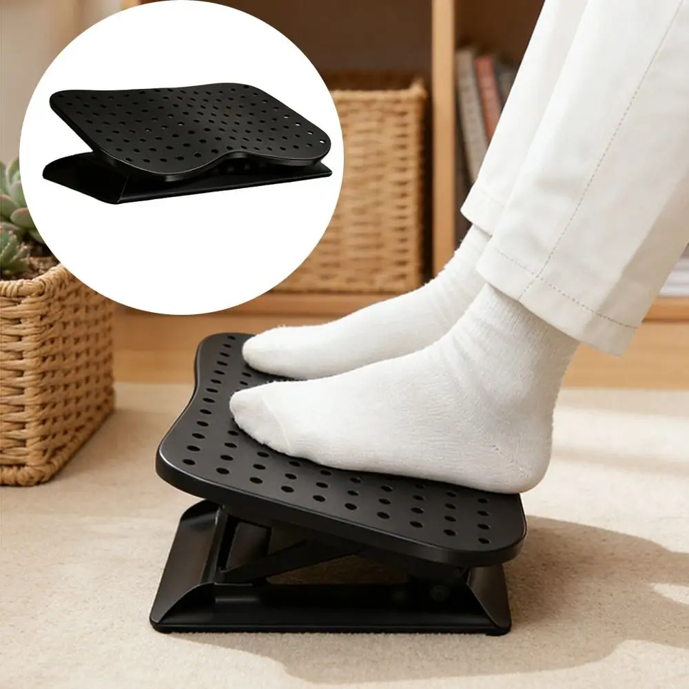 Ergonomic Under Desk Footrest Nonslip Bottom Hollow Out Office Desk Leg Rest Comfortable Breathable Adjustable Footstool JJ1777