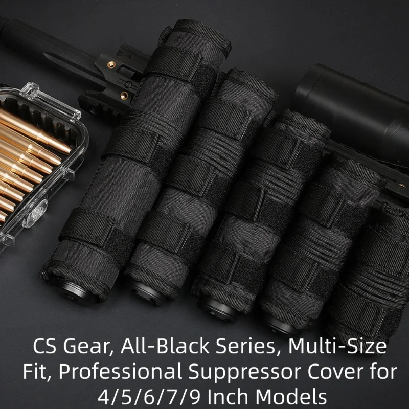 Sniper Suppressor Cover, Tactical Camouflage Protective Sleeve, CS Equipment,Fixed with Hook-and-Loop Fastener and Straps
