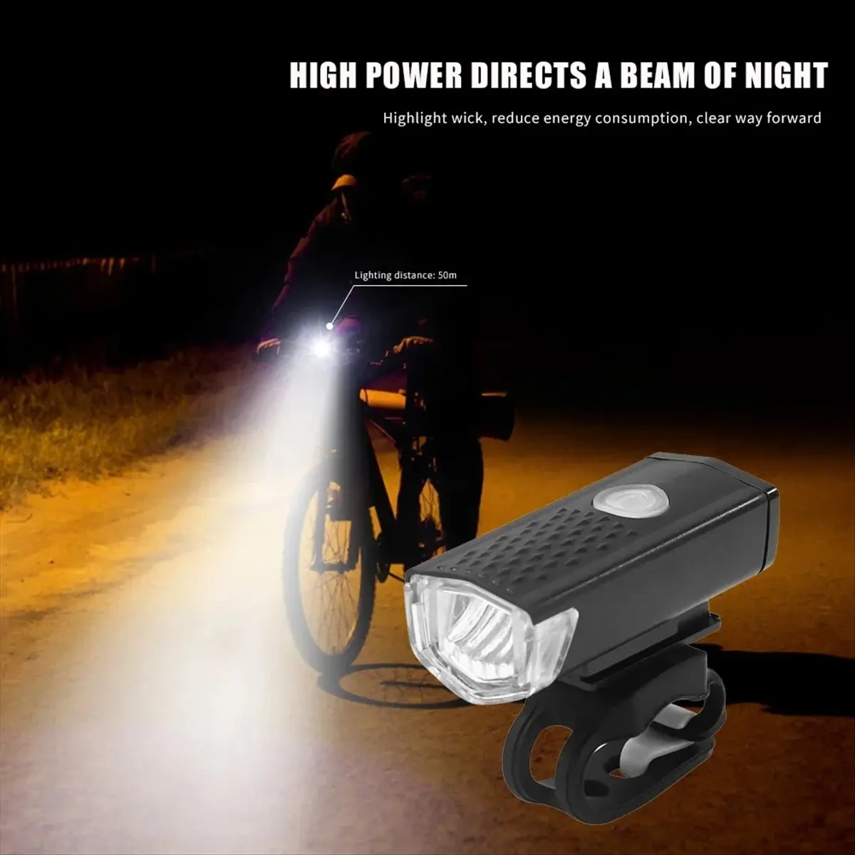 

Oct.727 Bike Headlight Taillight Set Bicycle Front Rear Lamp Waterproof Riding Cycling Light USB Charging LED Flashlight