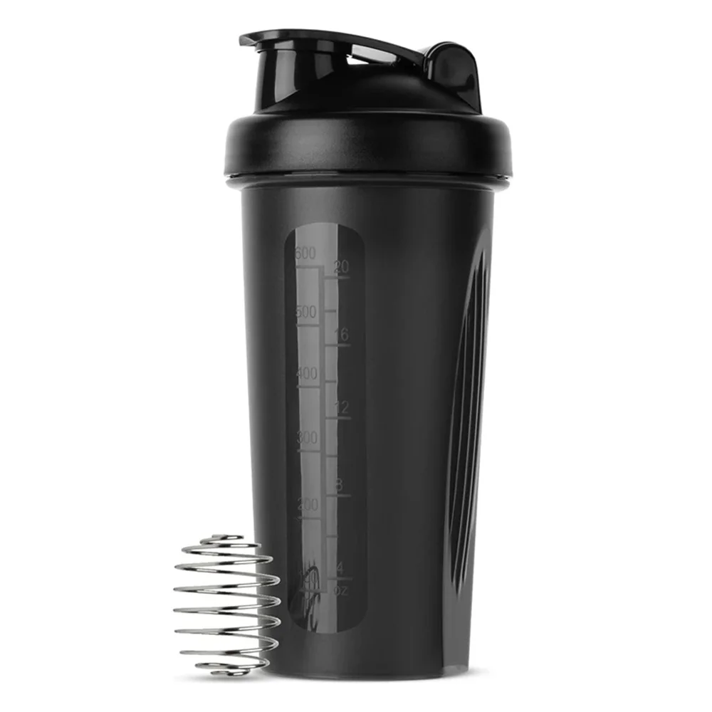 

1pc Portable Protein Shaker 600ml Fitness Bottle with Wire Whisk Ball for Fitness Enthusiasts Athletes Perfect For Outdoor Gym