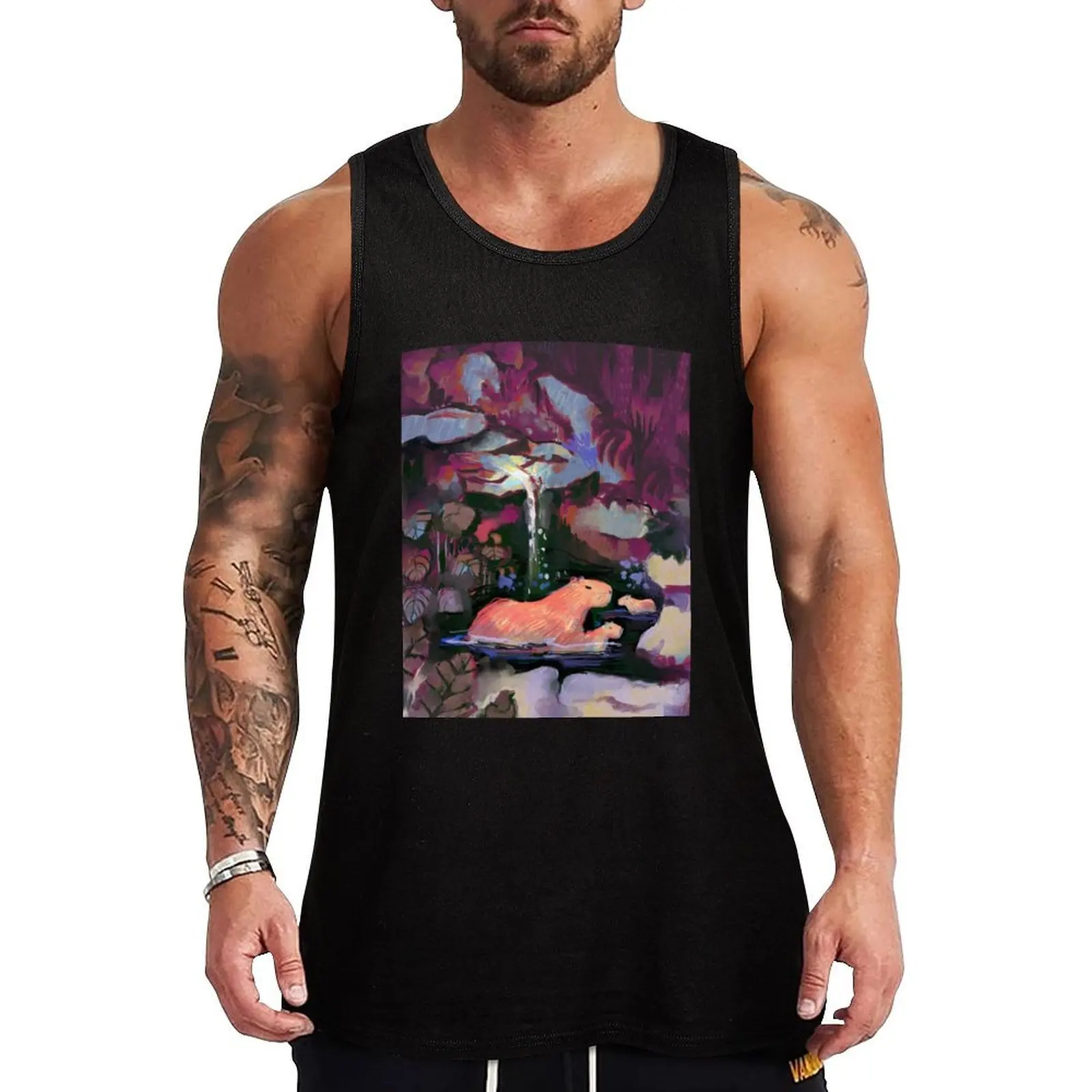 

capybaras garden Tank Top Men's sleeveless t-shirt quick-drying t-shirt summer clothes man 2025