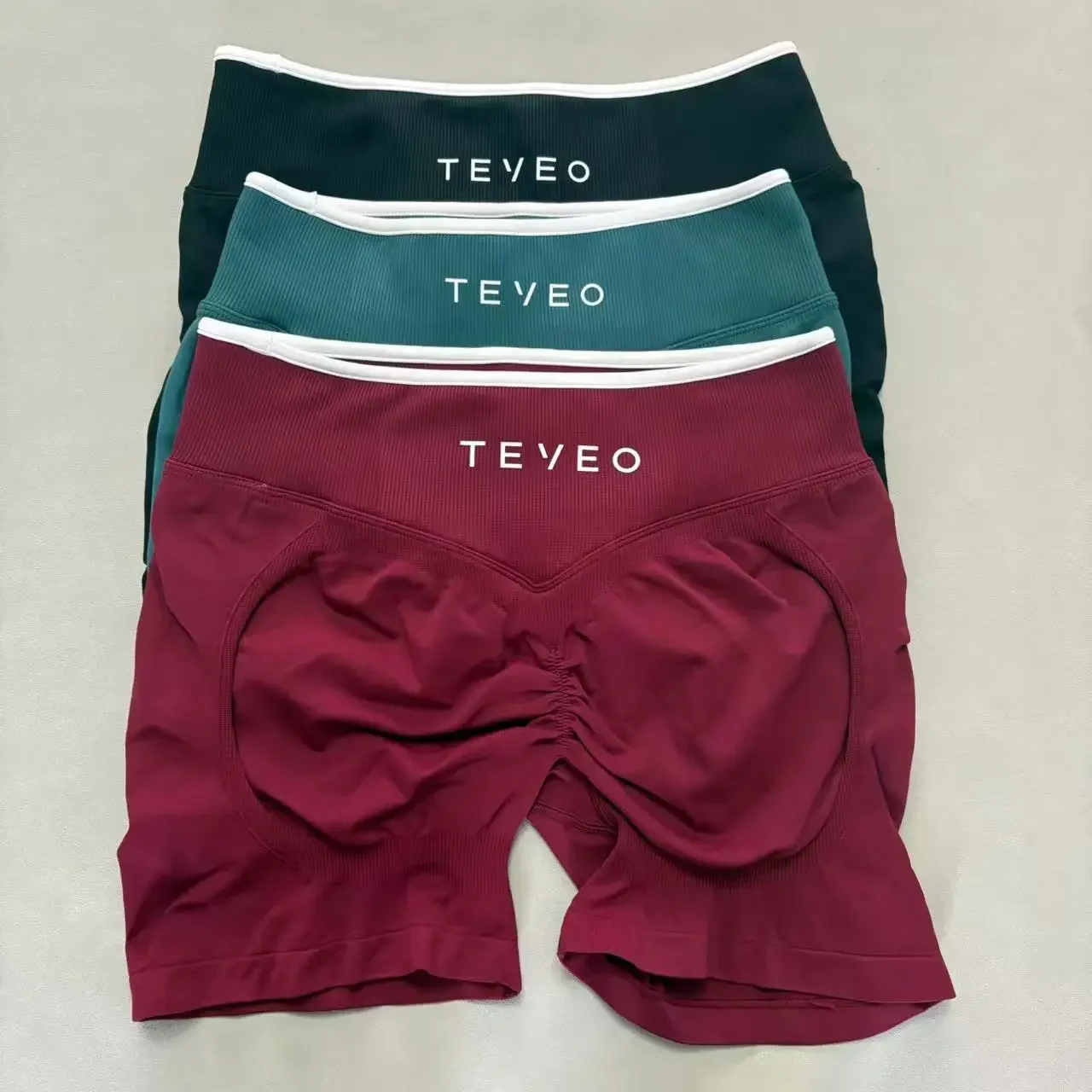 TEVEO – Short de Yoga pour femmes، pantalon de sport élastique، اللياقة البدنية، cyclisme، sculpté، froissé، Leggings courts de Yoga #2