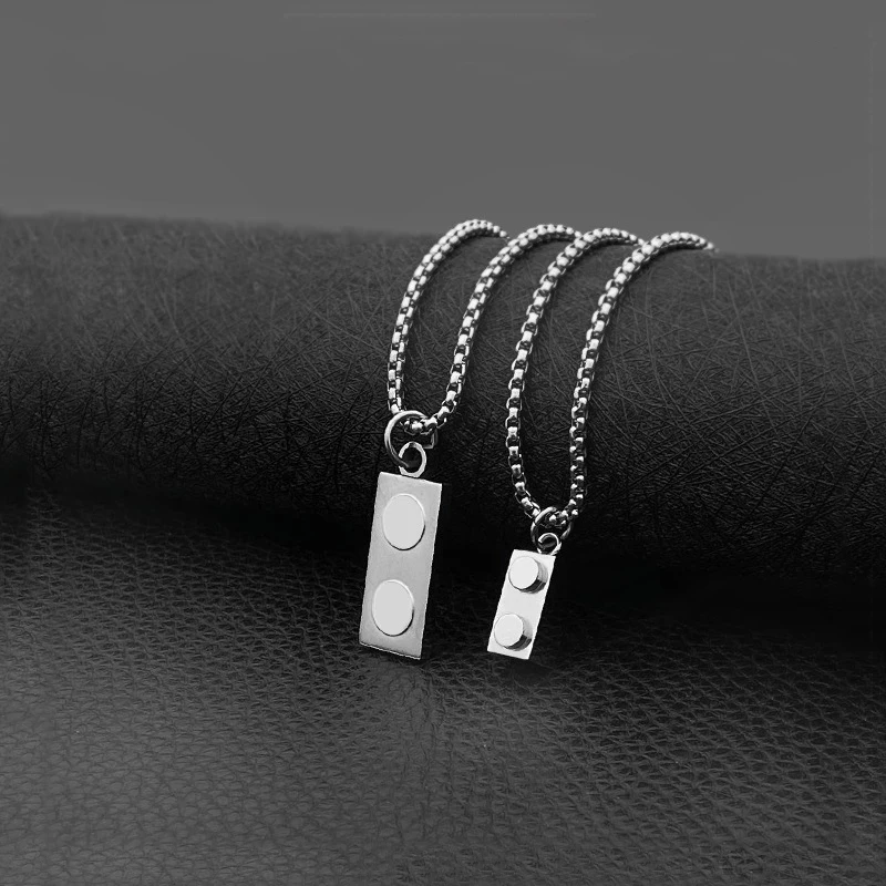 2023 New Lego Granular Necklace Hip Hop Versatile Couple Collar Chain Stainless Steel Necklace Gift Wholesale