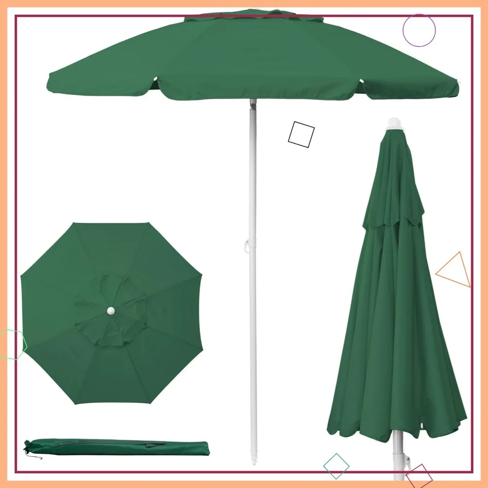 

Портативный пляжный зонт объемом 5,5 футов с защитой от ультрафиолета, наклонным столбом и сумкой для переноски для уличного тента