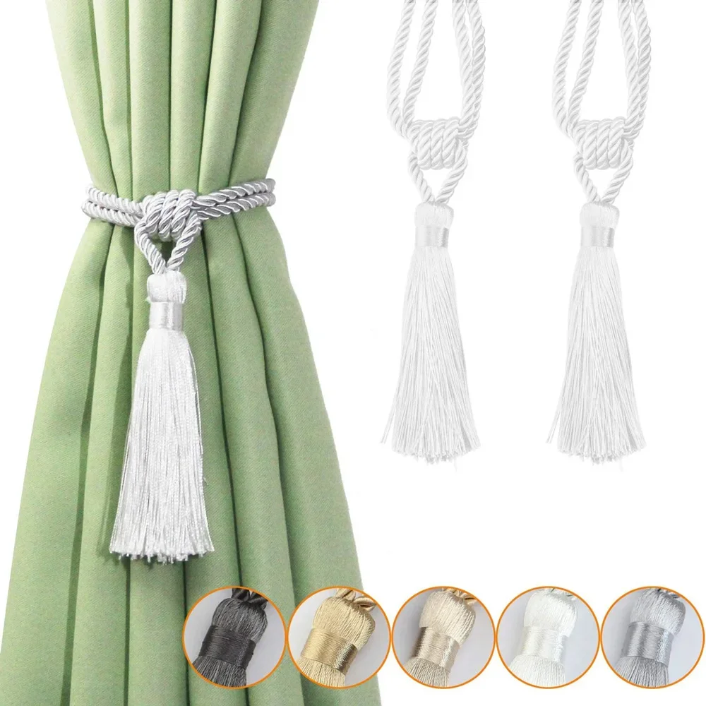 5Pcs Curtain Tiebacks Tassel Room Accessories Tie-Backs Rope Curtain Tie Backs Handmade Curtain Holdbacks Made From Polyester