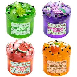70/300ml Large Crunchy Crystal Slime Kit - Leaf Watermelon Grape Premade Slime Pack Set Non-Sticky Jelly Cube Slime for Party