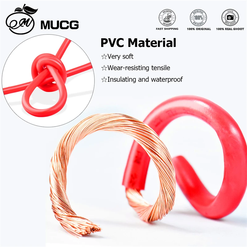 Copper wire PVC Flexible Electric cable Very Soft Strand wire Auto led Speaker Audio Power Car Wiring 1 2 4 6 8 10 AWG Black Red