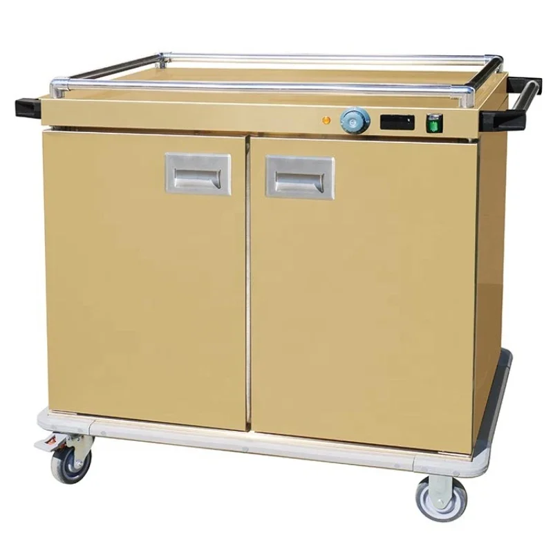 commercial steel kitchenroom 4 layer food warm cart Mobile trolley with 2 doors and 4 wheels