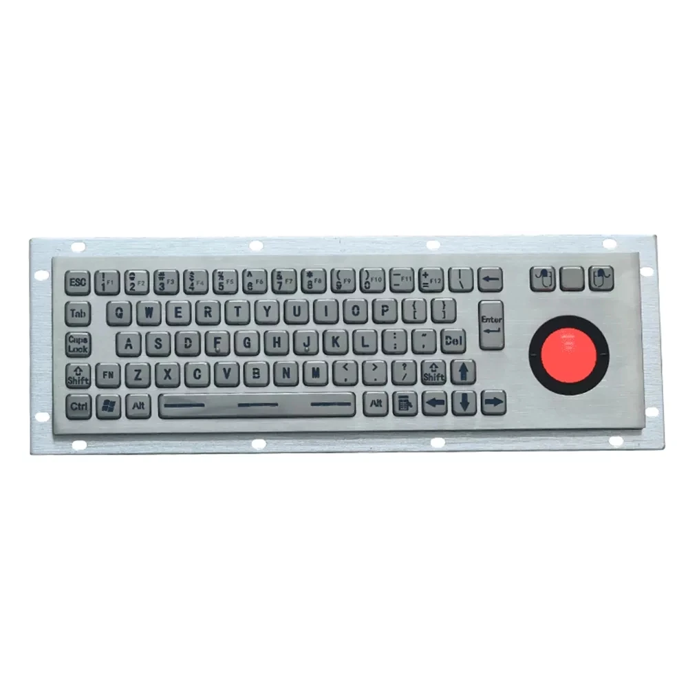 

Panel Mount Backlit Keyboards Stainless Steel Industrial Metal Keyboard With Backlight Trackball Mouse