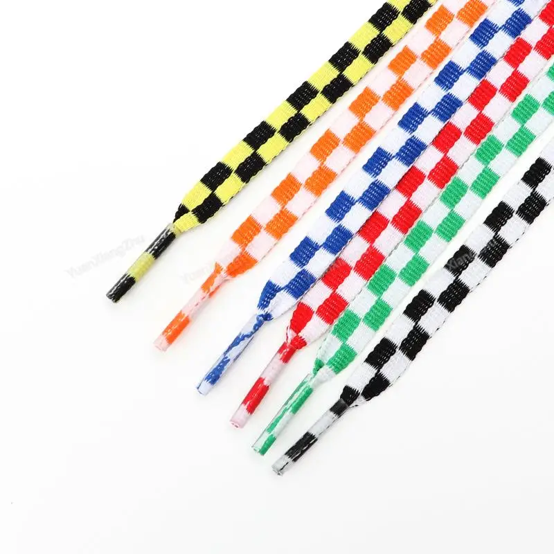 1Pair New Fabric Canvas Shoe Laces Black White Plaid Shoelaces Sneakers Laces Flat Shoelace Shoes Strings 100/120/140/160/180cm