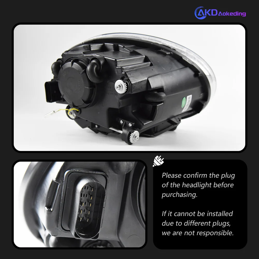 AKD Head Lamp for VW Beetle LED Headlight 2006-2021 Headlights Beetle DRL Turn Signal High Beam Angel Eye Projector Lens
