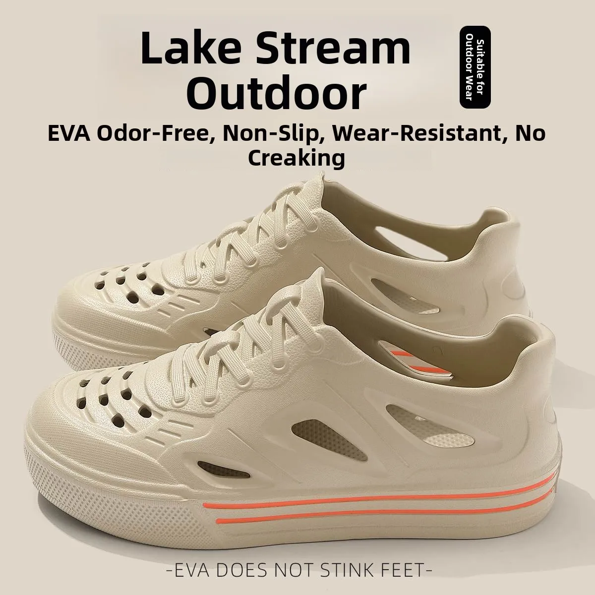 

Men's Summer Outdoor Sports Sandals Breathable Anti-Slip Deodorant Clog Shoes Driving Mud Hiking Casual Slip-On Shoes