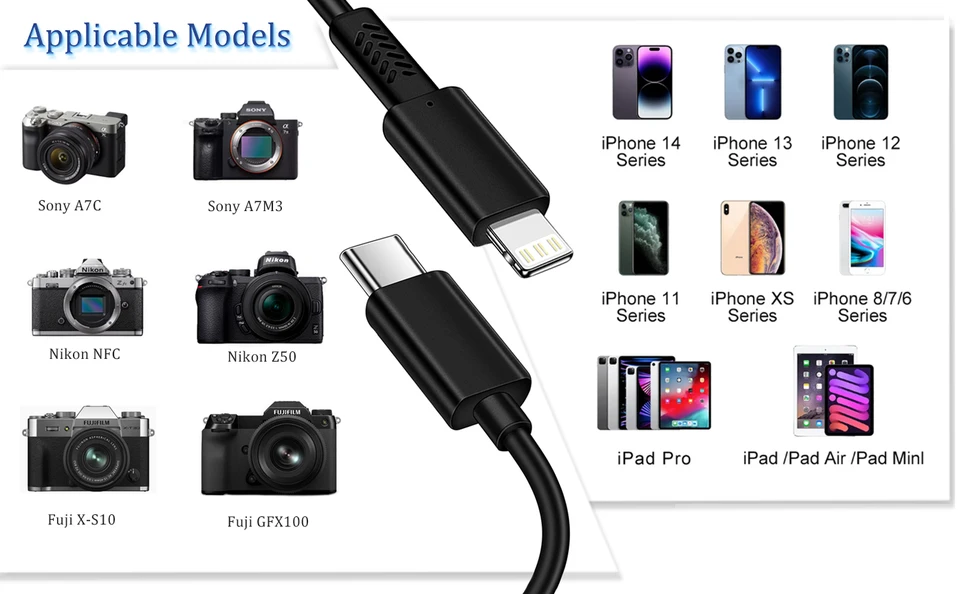 Type-Cポートカメラからiphone,otgケーブル,iphone 14,13,12,11,8,7,6