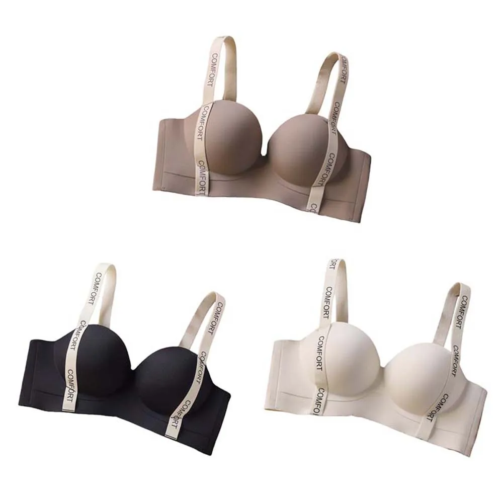 Ins สไตล์ตัวอักษรไร้สาย Deep V Bra กันกระแทกกระชับ Brassiere สําหรับชุดชั้นในสตรีปรับ Bras วิ่ง