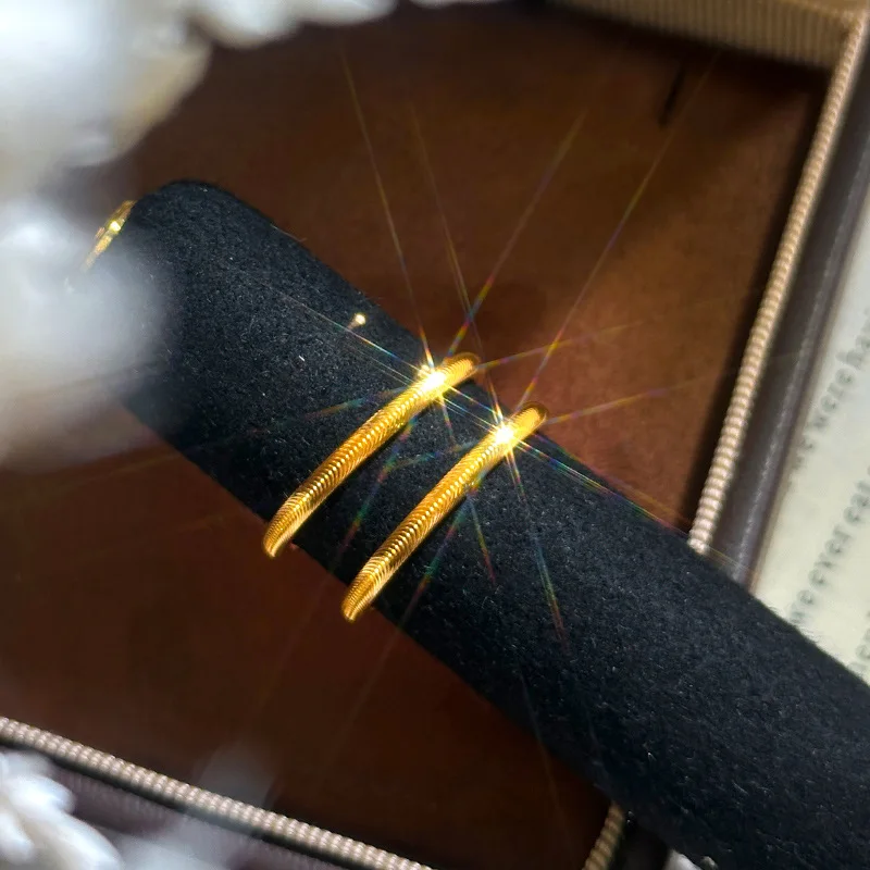 Sajin vitage retro cnc very fine cat eye plain ring ring light luxury senior emotional partners high appearance level 9999gold