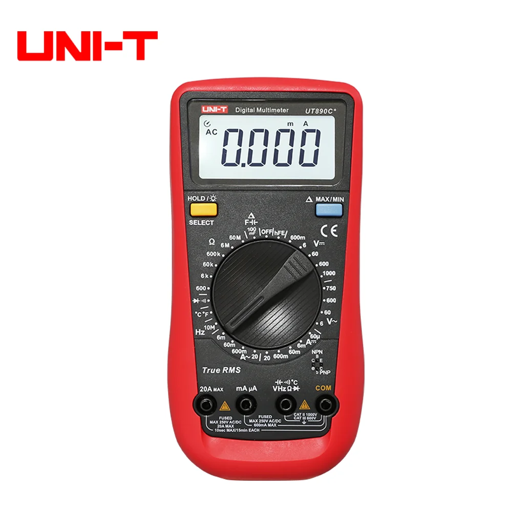 UNI T Digital Multimeter UT890C UT890D+ 6000 Counts Manual Frequency Temperature Voltage Ammeter AC DC DMM Capacitor Tester NCV