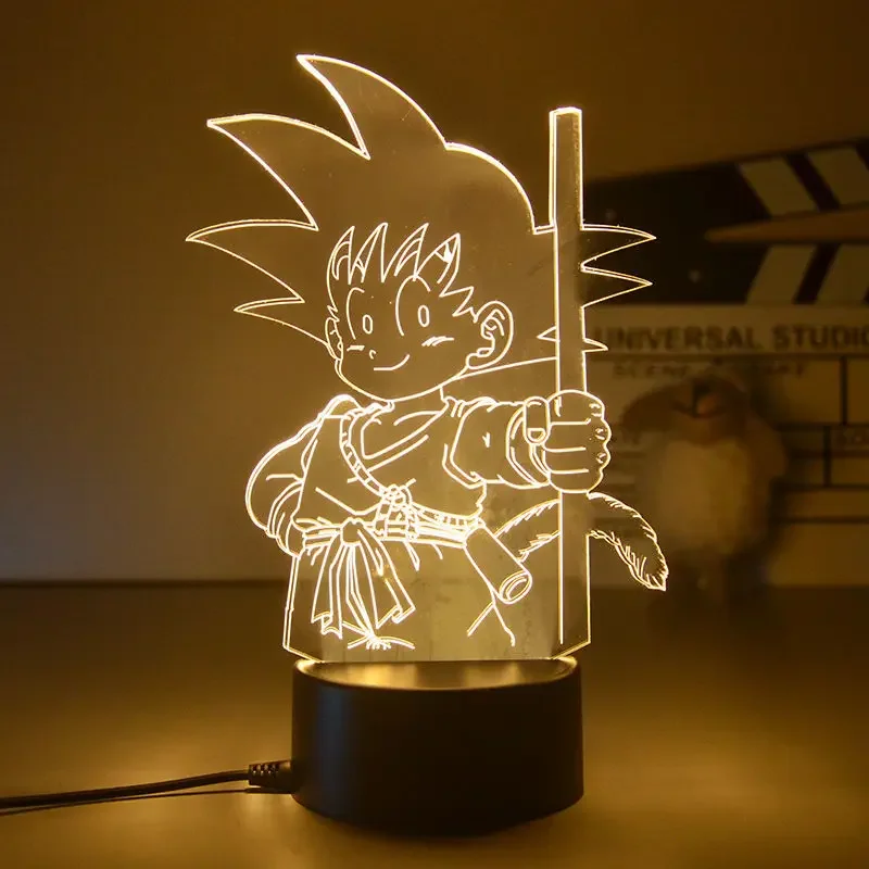 3D Goku Vegeta Anime Figure LED Night Light, Decoração para Crianças, Candeeiro de Mesa Dragon Ball, Enfeites, Brinquedos Infantis, Presentes de