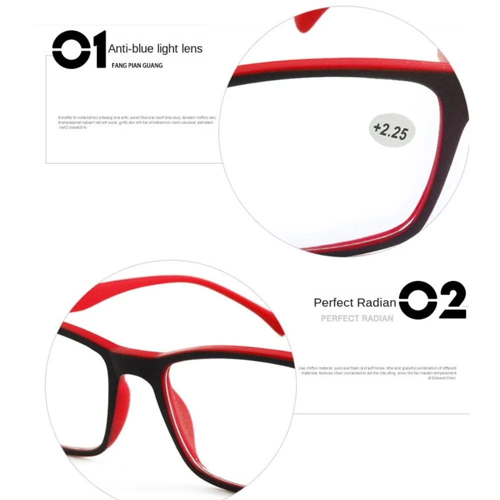 Retro PC Reading Glasses Decorative Glasses Brown Grey Red Blue Anti Blue Light Eyeglasses Rectangle Frame Glasses Readers