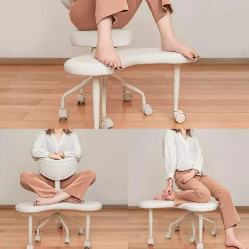 Portable Wheel Backrest Dining Chairs Set Removable Yoga Stool Multifunctional Round Footrest Modern Office Living Room Stools