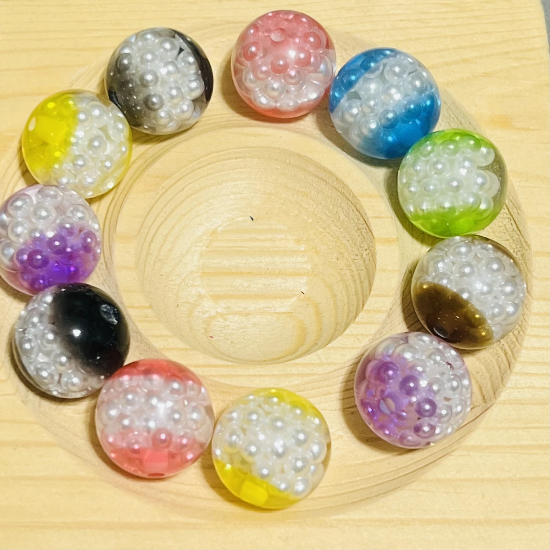 

16mm resin Jello beads round resin pearl wrapped style DIY beads for jewelry key chain decoration