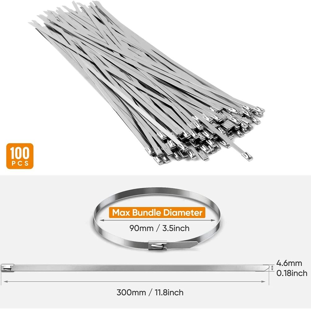 

2025 Trend 100 шт. стяжки для забора, многофункциональные самоблокирующиеся завязки на молнии из нержавеющей стали для наружного сада, фермы, клетки для домашних животных Fe