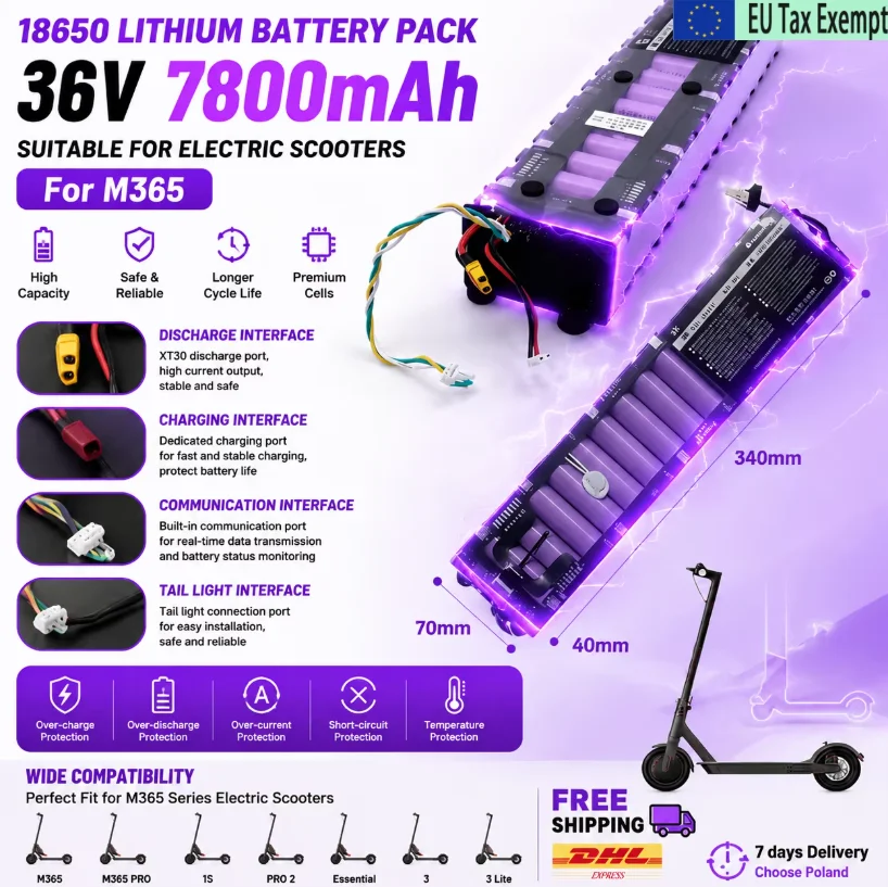 Batterie Li-ion 36V 78000mAh étanche avec communication Bluetooth, batterie de remplacement pour trottinette électrique Xiaomi Mijia M365