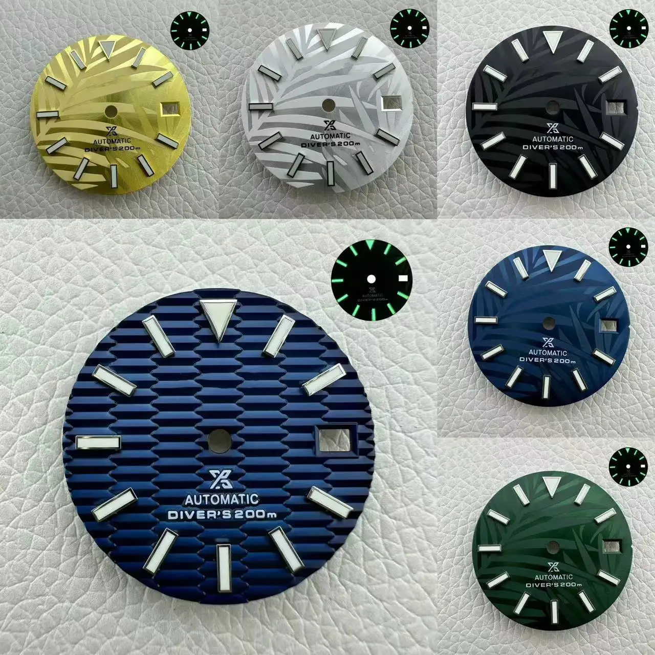 28.5mm Leaf Green Light S Logo dial H35 Suitable for nh dial 35 Movement Watch Accessories Repair Tool Diameter 29mm S logo dial