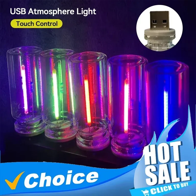 

Автомобильный атмосферный светильник USB-ночник с сенсорным затемнением, светодиодная лампа накаливания накаливания, аварийное освещение, Plug Play, окружающая лампа