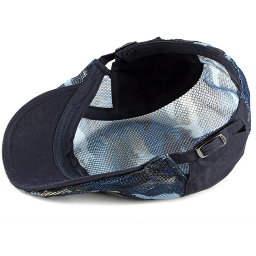 HT4762 القبعات الربيع الصيف كاب رياضي شبكي قبعات للحماية من الشمس للرجال النساء التمويه اللبلاب قبعة مسطحة قبعة البيريه الذكور الإناث قابل للتعديل قبعة بيريه